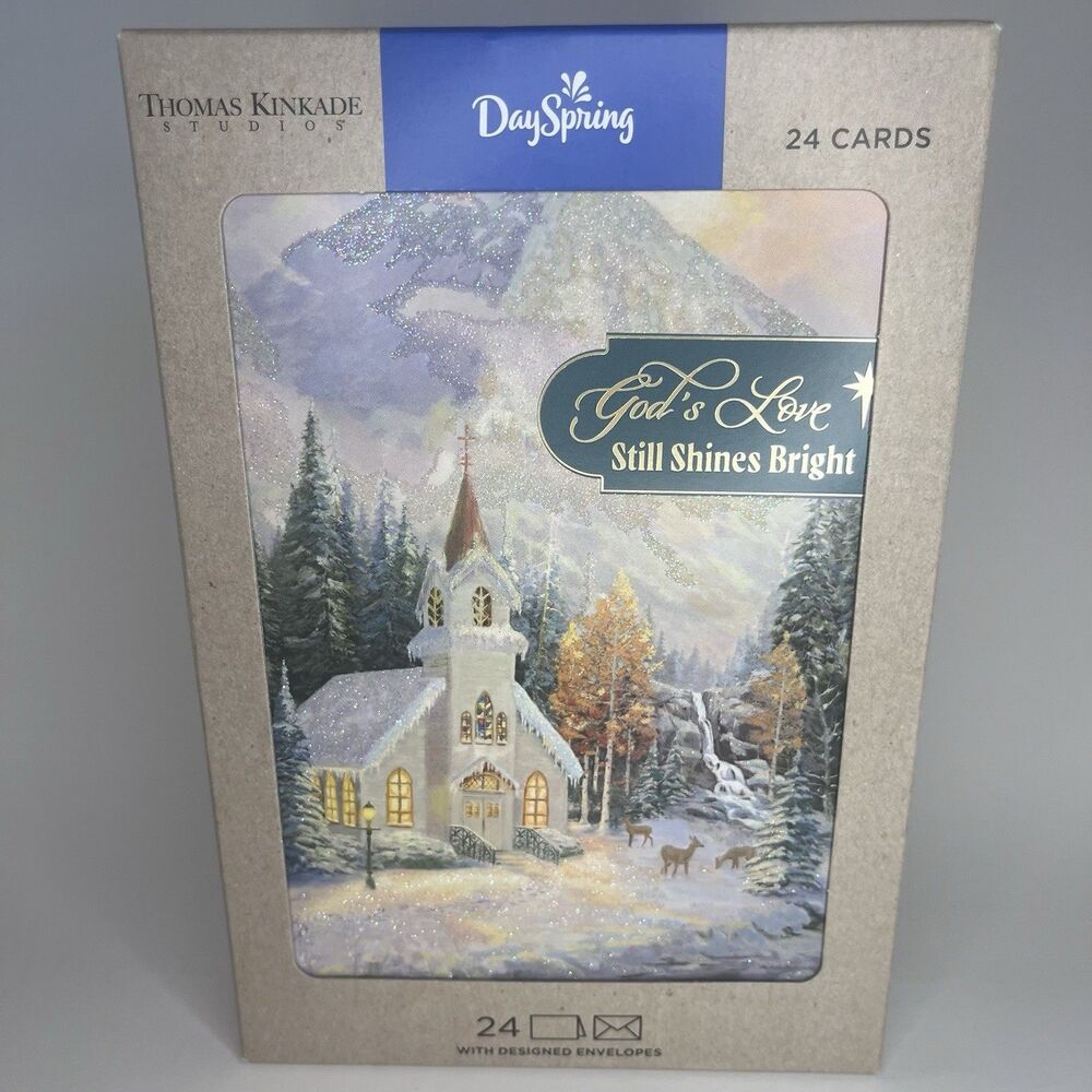 Dayspring Thomas Kinkade Religious Holiday Christmas Card Box Of 24